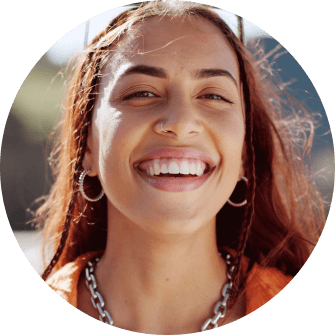 Smile happy and laughing fashion woman in city